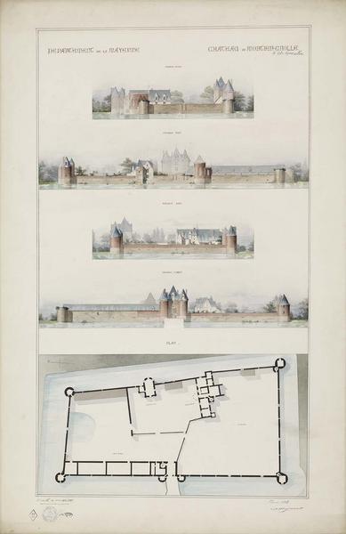 Élévations des façades sud, nord, est et ouest. Plan d'ensemble