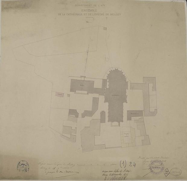 Plan d'ensemble de la cathédrale et de l'évêché