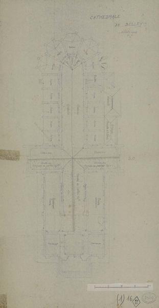 Plan des couvertures avec indication des travaux exécutés en juillet 1951