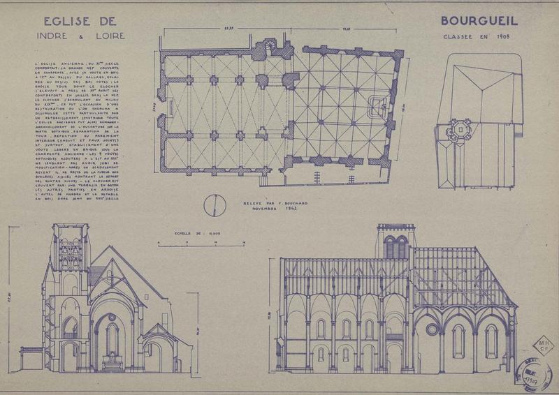 Plan, plan des toitures, coupes longitudinale et transversale