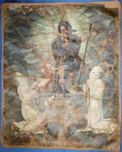 bannière de procession : saint Roch et deux pénitents (recto) - © Ministère de la Culture (France), Médiathèque du patrimoine et de la photographie (objets mobiliers), tous droits réservés
