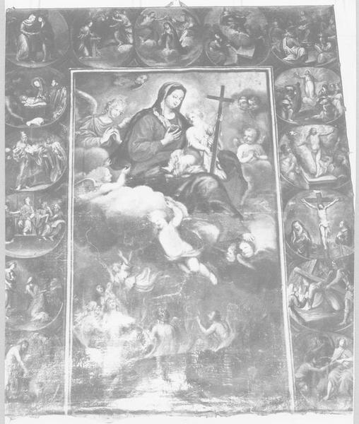 tableau : Vierge à l'Enfant délivrant les âmes du purgatoire avec les mystères de la vie du Christ - © Ministère de la Culture (France), Médiathèque du patrimoine et de la photographie (objets mobiliers), tous droits réservés