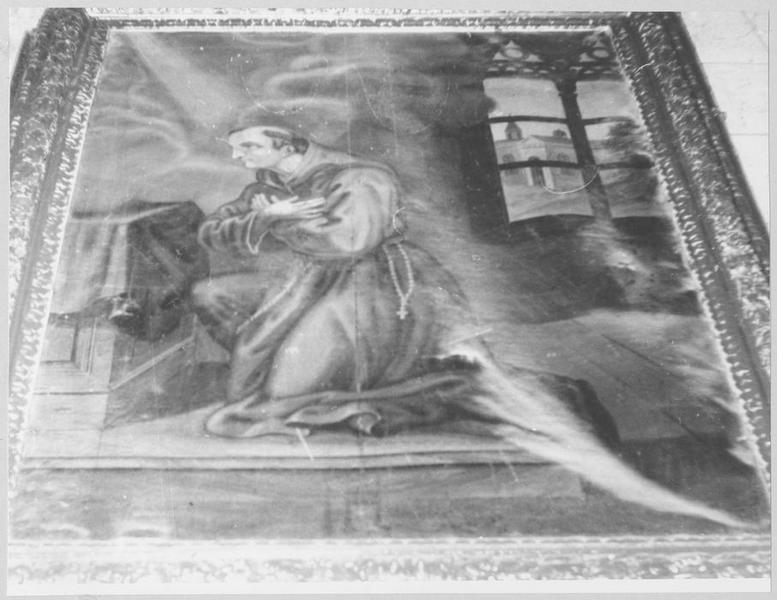 tableau, cadre : moine en prière