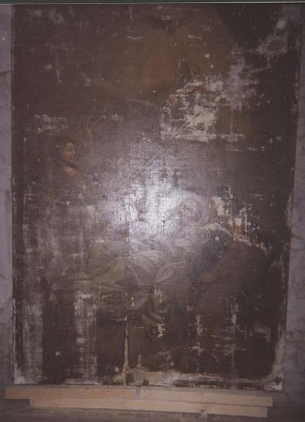 tableau : Mort de saint Joseph, avant restauration, avers