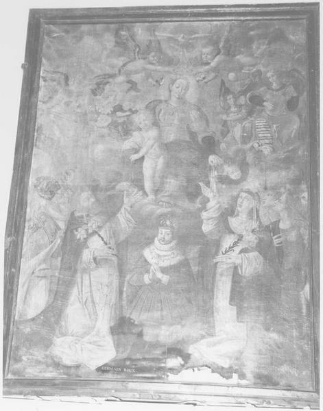 tableau : la Donation du rosaire avec Louis XIII