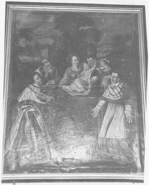 Tableau : Louis XIII et richelieu aux pieds de la Vierge à l'Enfant saint Joseph et saint Jean