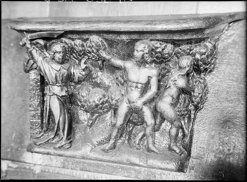 Miséricorde de stalle : Adam et Eve chassés du paradis