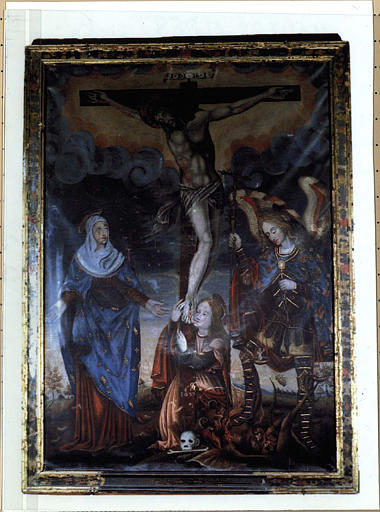 tableau : Crucifixion avec la Vierge, Marie-Madeleine et saint Michel