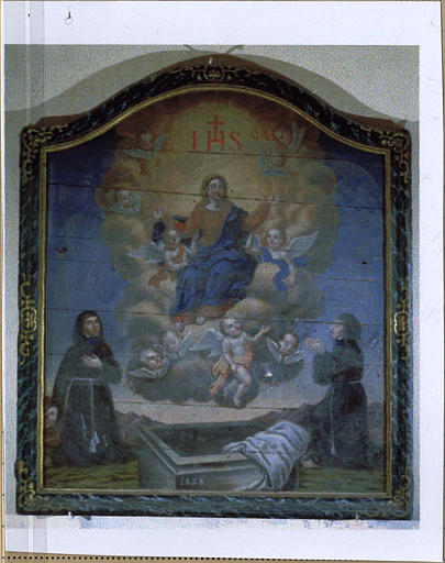 tableau : Assomption de la Vierge entre deux pénitents noirs