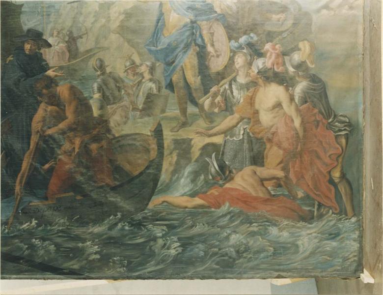 tableau : saint Louis partant pour la croisade, vue partielle