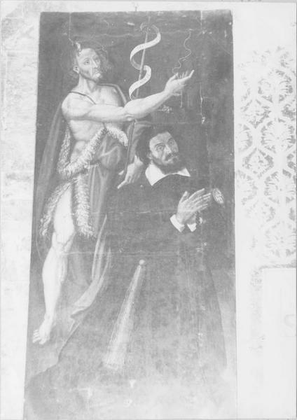 tableau (volet de polyptyque) : saint Jean-Baptiste et un donateur, vue générale