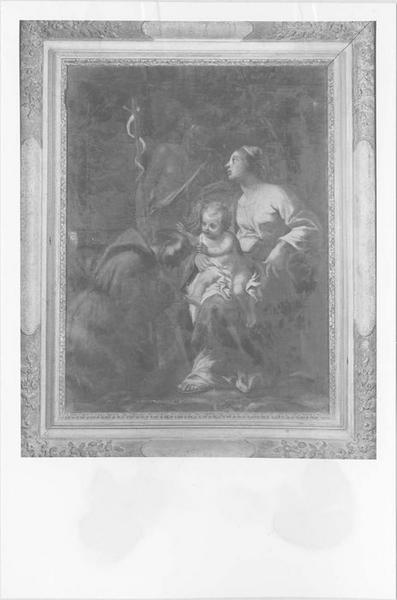 tableau, cadre : la Vierge et l'Enfant entre saint François et saint Jean-Baptiste, vue générale - © Ministère de la Culture (France), Médiathèque du patrimoine et de la photographie (objets mobiliers), tous droits réservés