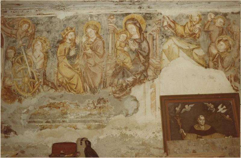 peinture monumentale : vie de saint Vincent, Christ en majesté, Vierge à l'Enfant, saints, vue partielle