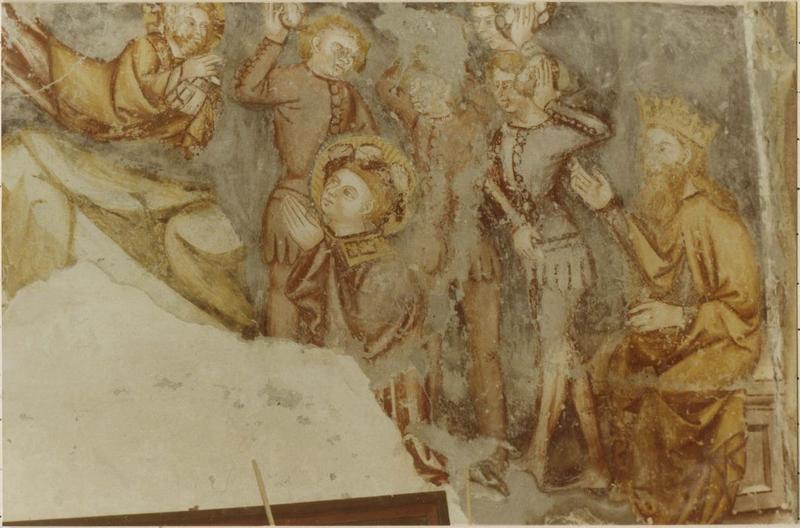 peinture monumentale : vie de saint Vincent, Christ en majesté, Vierge à l'Enfant, saints, détail