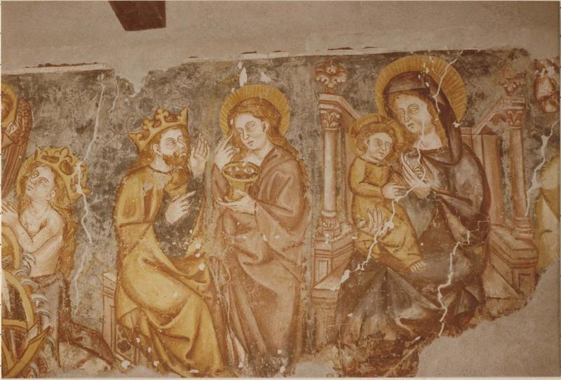 peinture monumentale : vie de saint Vincent, Christ en majesté, Vierge à l'Enfant, saints, détail