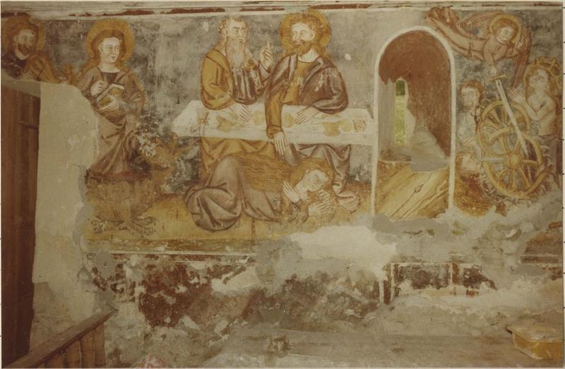 peinture monumentale : vie de saint Vincent, Christ en majesté, Vierge à l'Enfant, saints, vue partielle