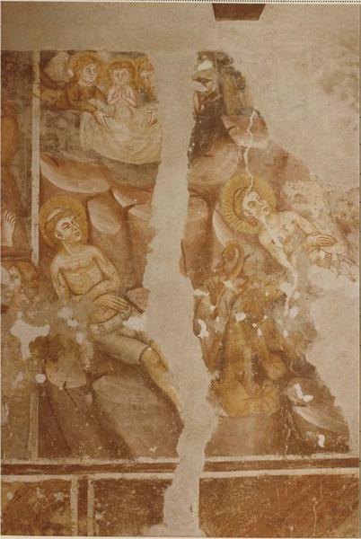 peinture monumentale : vie de saint Vincent, Christ en majesté, Vierge à l'Enfant, saints, détail