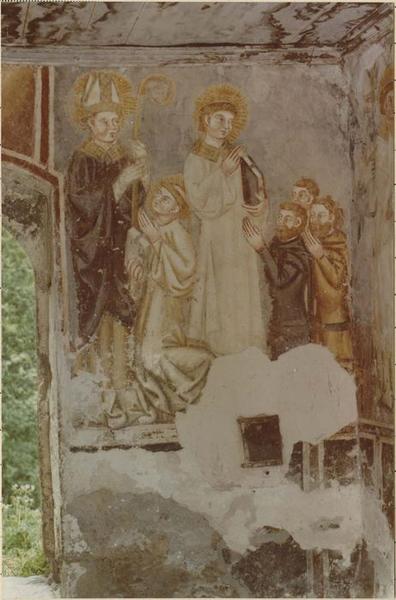 peinture monumentale : vie de saint Vincent, Christ en majesté, Vierge à l'Enfant, saints, vue partielle