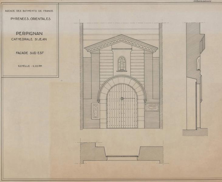 Elévation porte façade sud est.