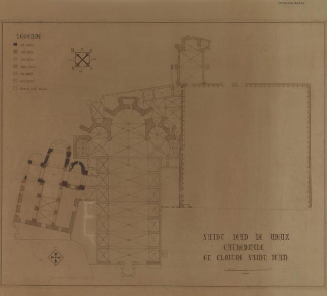 Cathédrale et cloître : plan chronologique.