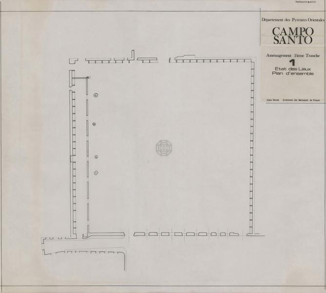 Cloître-cimetière Saint-Jean (appelé Campo Santo) : aménagement 2e tranche, état des lieux, plan d'ensemble.