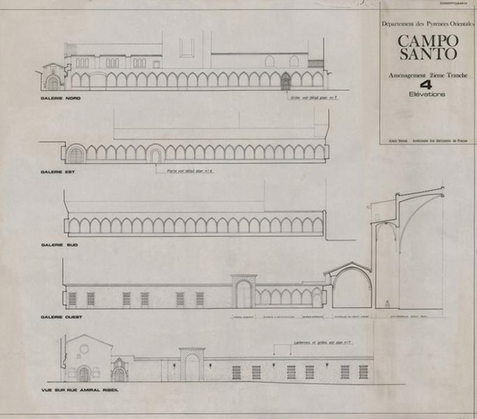 Cloître-cimetière Saint-Jean (appelé Campo Santo) : aménagement 2e tranche, élévations 4.