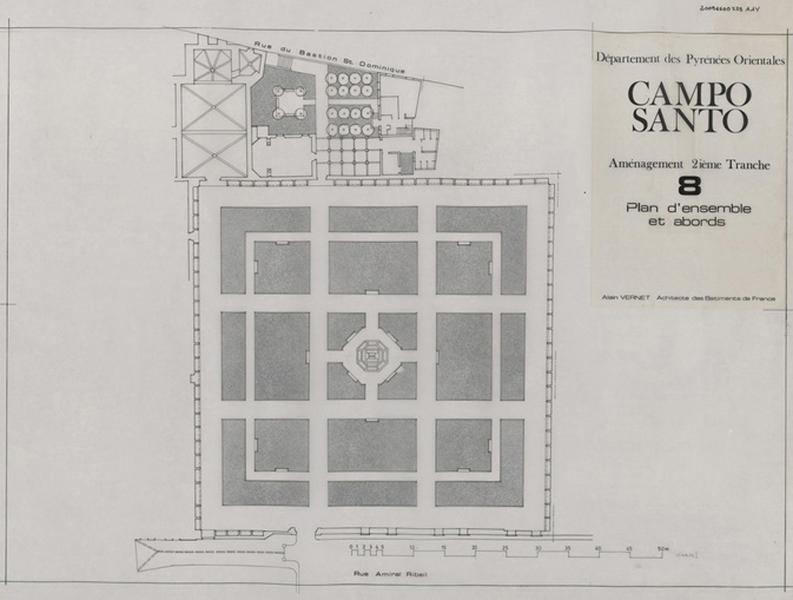 Cloître-cimetière Saint-Jean (appelé Campo Santo) : aménagement 2ème tranche, plan d'ensemble et abords.