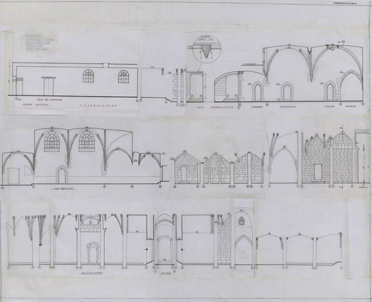 Salle capitulaire : coupes, élévations.