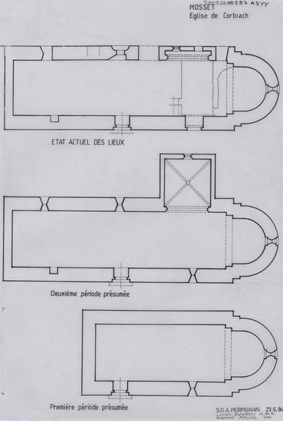 Eglise Sainte-Marie de Corbiac : état des lieux actuel, première et deuxième périodes.