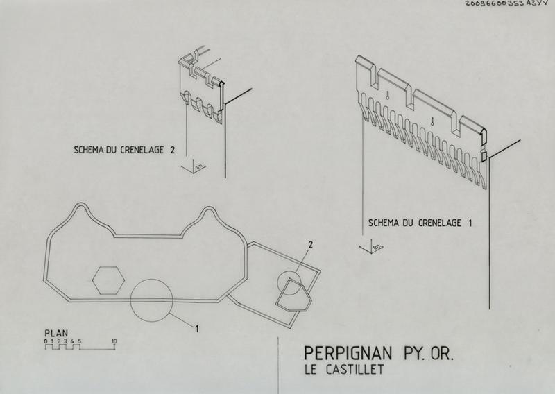 Plan, shémas de crénelage 1 et 2.