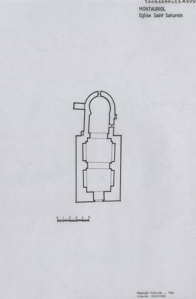 Plan relevé et dessiné à l'agence des Bâtiments de France des P.O. d'après M. Gendre.