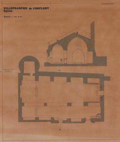 Etat des lieux : plan général, coupe.