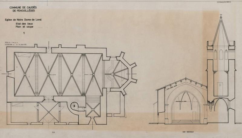 Plan général et coupe transversale ; état des lieux.