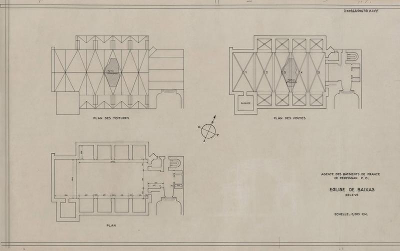 Plans général des toitures et des voûtes ; état des lieux.