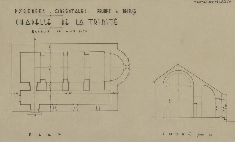 Plan coté et coupe transversale cotée.