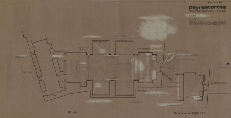 Projet : plan général et plan de la tribune.
