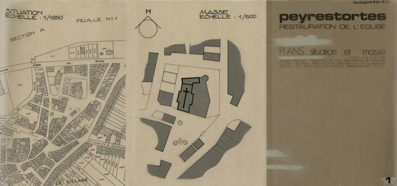 Restauration : plan de situation éch.1/1 250 et plan de masse éch. 1/500.