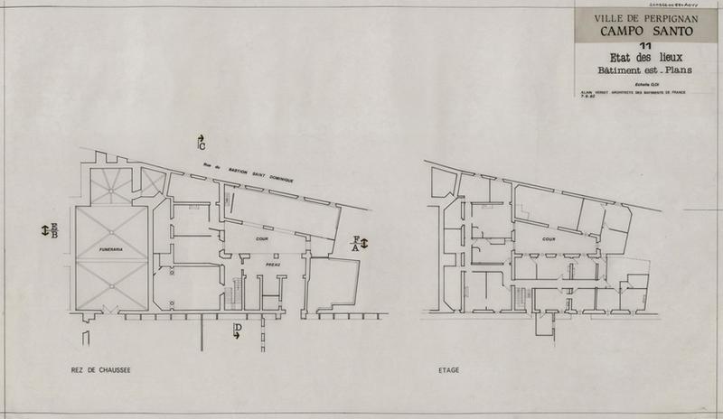 Eglise Saint Jean l'Evangéliste : état des lieux avant démolition du bâtiment attenant, plans du rez-de-chaussée et du 1er étage.