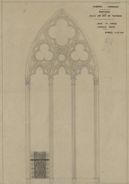 Palais des Rois de Majorque ; chapelle haute ; baies de choeur : élévation.