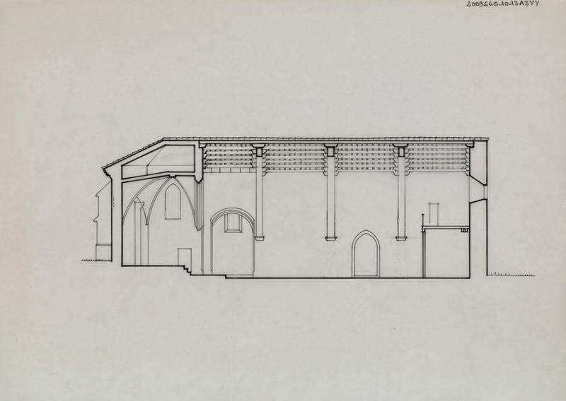 Chapelle Notre-Dame-de-Laval ; état des lieux ; voûtes déposées : coupe longitudinale.