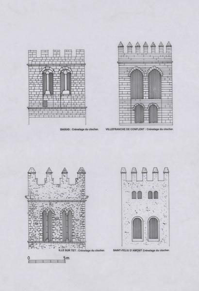 Elévations sur crénelages de clochers.