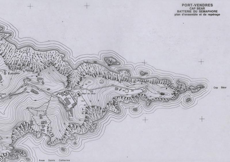 batterie du sémaphore : plan d'ensemble et de repérage.