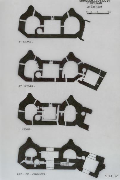 Plans d'ensemble du rez-de-chaussée au 3ème étage.