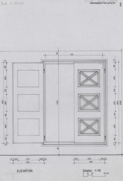 Création d'une vitrine à usage de trésor : élévation des portes.