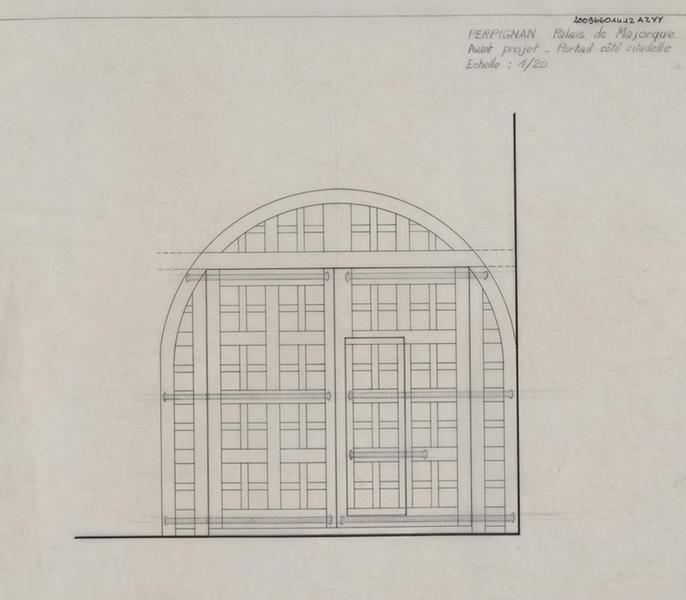 Portail coté citadelle ; avant projet : élévation.