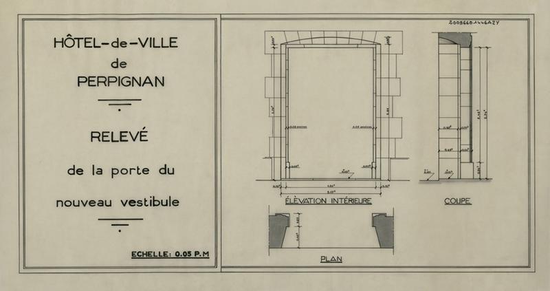 Plan, élévation intérieure et coupe cotés.