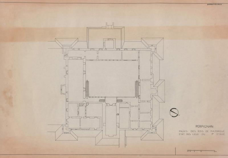 Palais des Rois de Majorque ; état des lieux, 1er étage : plan général.