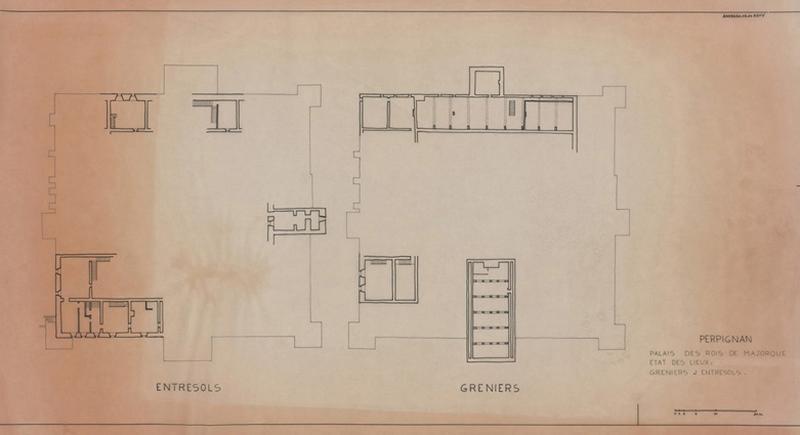 Palais des Rois de Majorque ; greniers et entresols ; état des lieux : plan général.