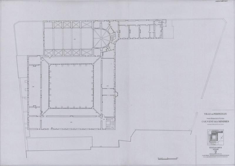 Chapelle Notre-Dame de La Victoire ; état des lieux : plan d'ensemble du 1er étage avec cotes altimétriques.