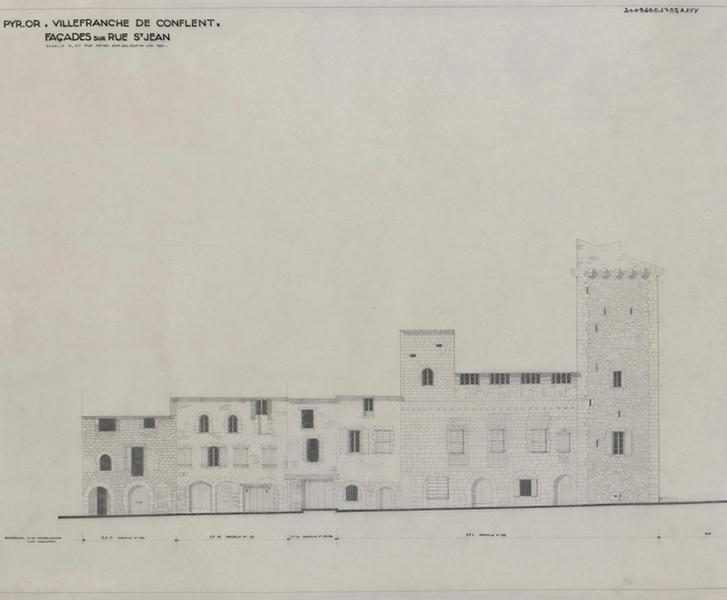 Façades sur rue Saint-Jean des maisons dont les références cadastrales sont de gauche à droite : numéros 124, 125, 125bis et 128.